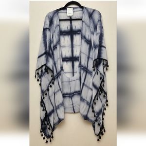 Elevenses Anthropologie Azul Tie Dye Batique 100% Silk Kimono Cover Up OSFA